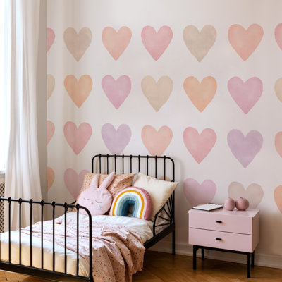 Colour My Heart Neutral Duck Egg - 3 Drop Repeatable Wall Mural