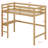 High Wood Loft Bed, With Safety Guardrail, Built-In Desk, Ladder-1386632883
