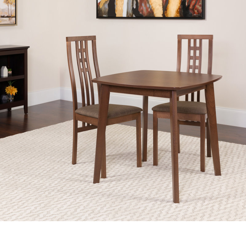 Hulse Solid Wood Top Four Leg Base Dining Set, Walnut