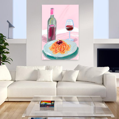 Spaghetti And Red Wine Romantic Contemporary Wall Art