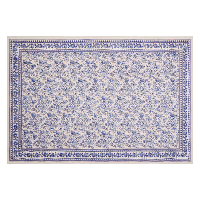 Nappe de jardin secret, Rectangle 71 x 128, Beige, bleu