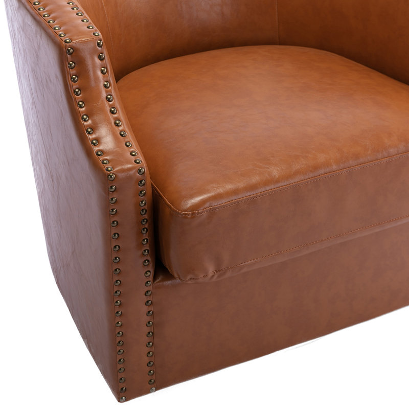 Fauteuil d'appoint pivotant pour le salon, Wildon Home®, noir, Brun