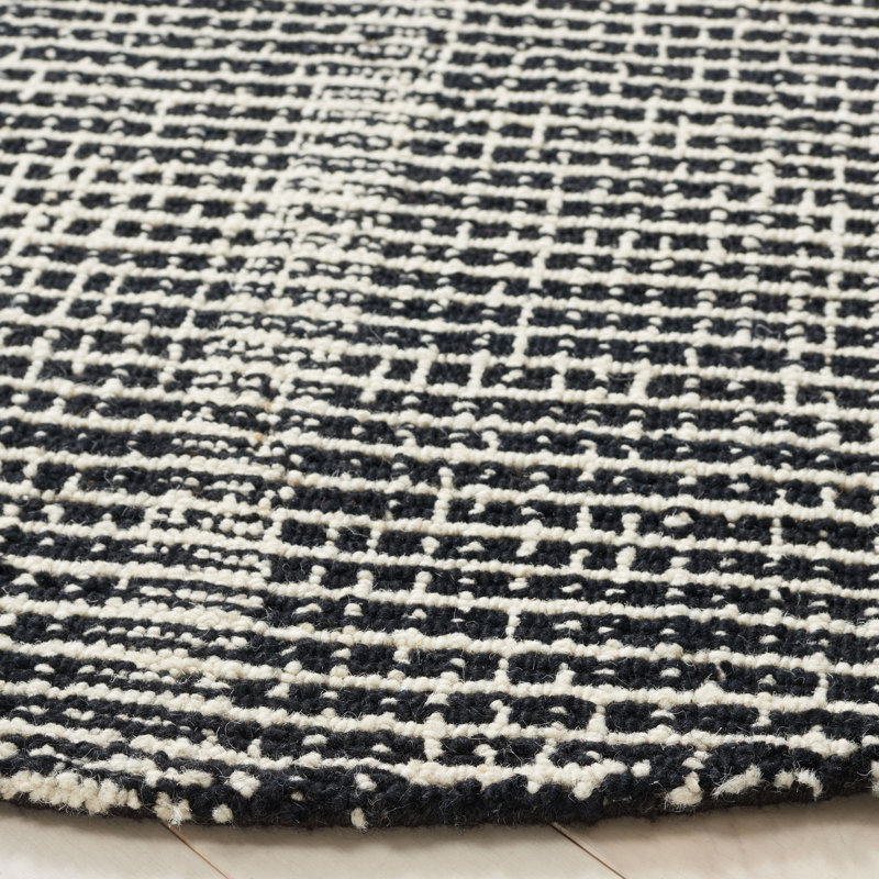 Tapis rayé en laine / coton touffeté à la main Moustapha, Rond 6 pi