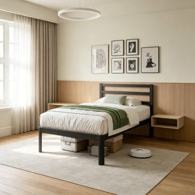 18" Twin XL Bed Frame With Headboard, Metal Platform Bed Frame With Metal Slat Support, No Box Spring Needed, Easy Assembly