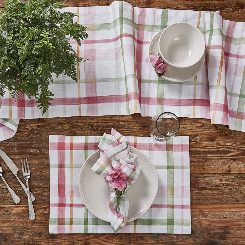 Gracie Oaks Bella Watercolor Plaid Table Runner 15" X 72"