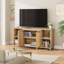 Meuble télé 63 po Mid-Century, meuble télé en rotin avec 2 armoires de rangement et 3 tablettes ouvertes