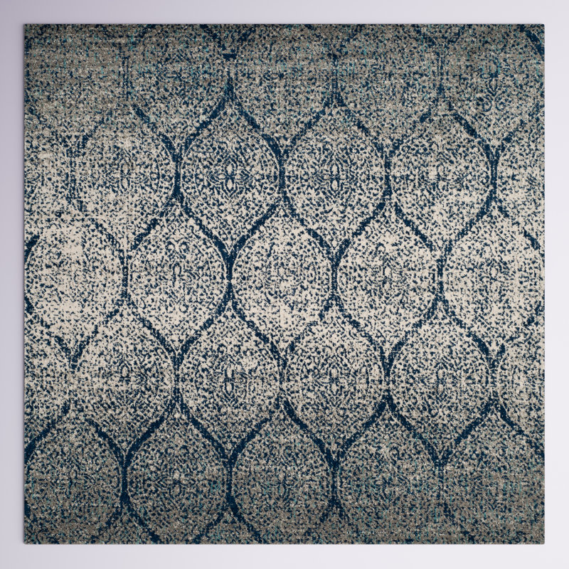 Tapis bleu marine / argenté Christa, Carré 12 pi