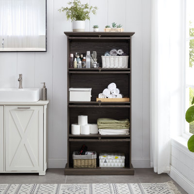 Vitrine à 4 niveaux avec portes rabattables pour objets de collection et rangement