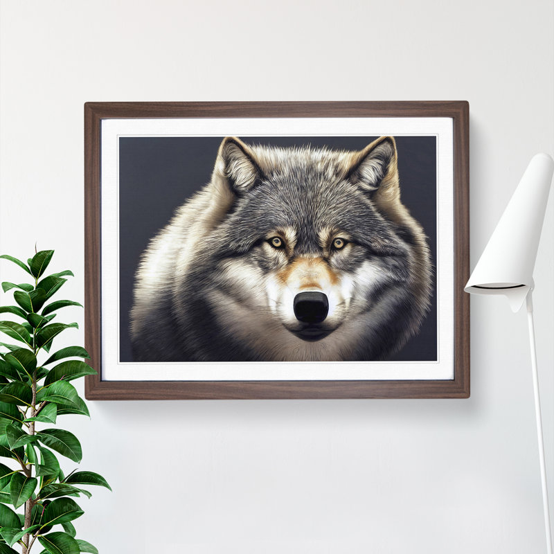 Inspirational Wolf - Framed Print, 34cm H x 46cm W x 2cm D, Walnut Framed