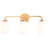 Shelby 3 Light Gold Brass Transitional Bathroom Vanity Fixture White Glass