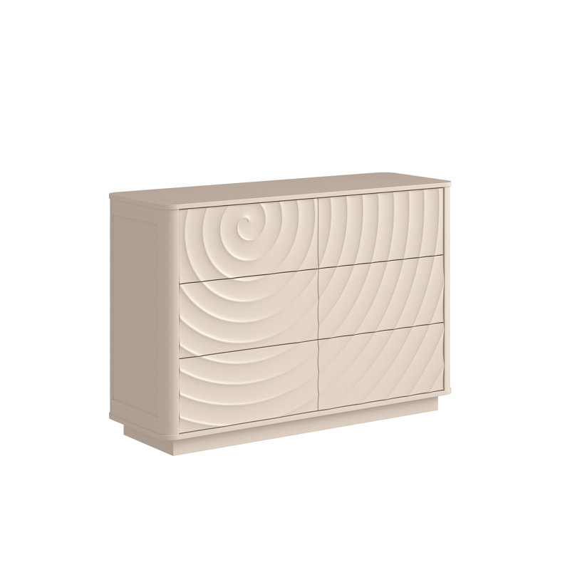 Grande commode moderne de 46,5 po Ralon pour chambre à coucher, Blanc cassé / blanc