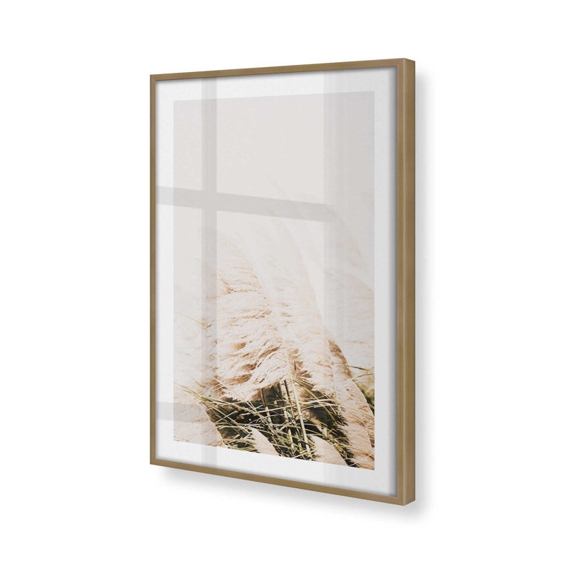 Imprimé de pampas doux, dans un cadre, Cadre doré brossé, 21.25" H x 17.25" W x 1.25" D