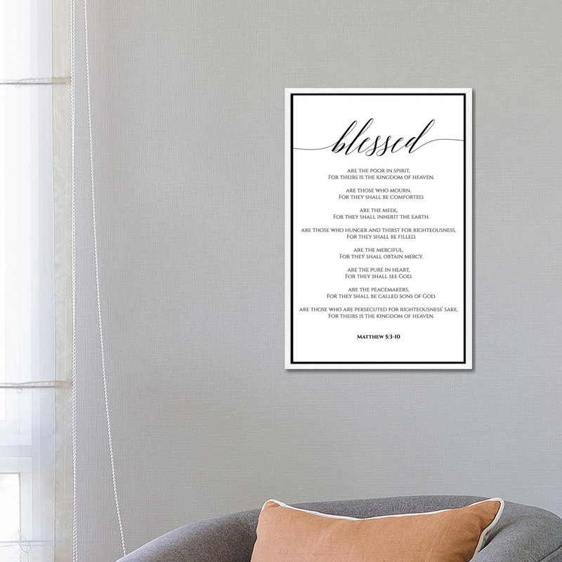 Beatitudes, Matthew 5:3-10 by Eden Printables - Painting on Canvas, White Framed Canvas, 101.6 cm H x 66.04 cm W