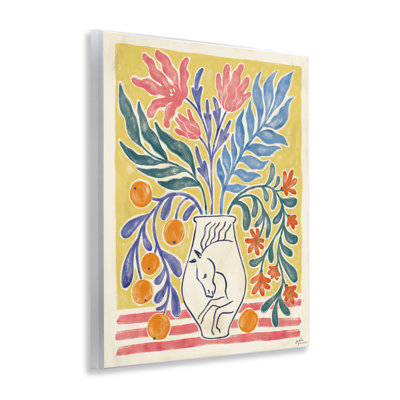 Cyprus Oranges & Plant Still Life Wall Plaque Art, design by Janelle Penner