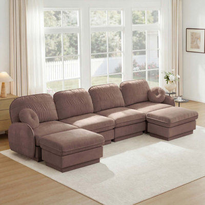 Canapé modulaire ergonomique chenille à 4 places avec 2 repose-pieds Chenille Cloud
