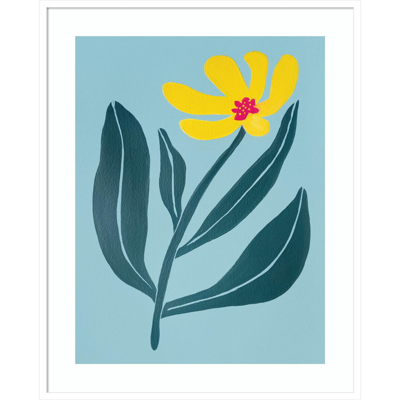 «Yellow Flower» par Exton - reproduction de cadre photo simple, H 13 po x l 11 po x P 1 po, Blanc