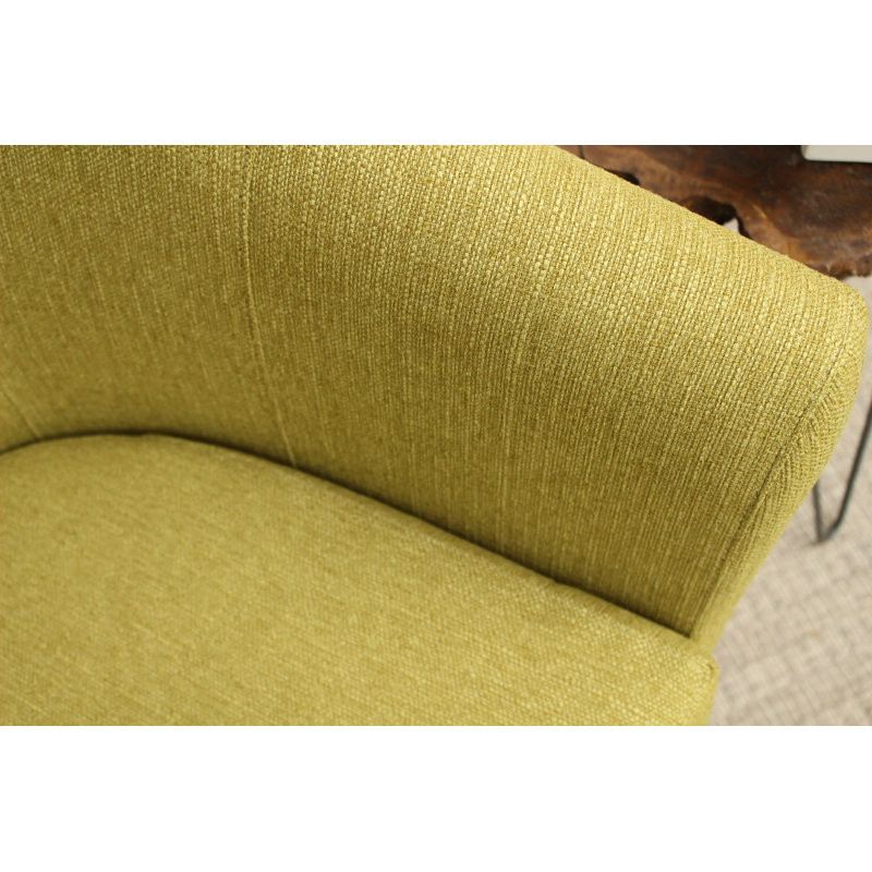 Kronos Upholstered Barrel Chair, Depalma Kiwi Polyester Blend, Black