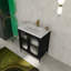 Luxueux meuble-lavabo avec lavabo en céramique et beaucoup de rangement, un ajout élégant et fonctionnel à votre salle de bain.