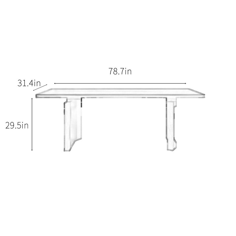Thick Stone Top Dining Table with Solid Wood Legs, 29.5"H x 78.7"L x 31.4"W, Brown