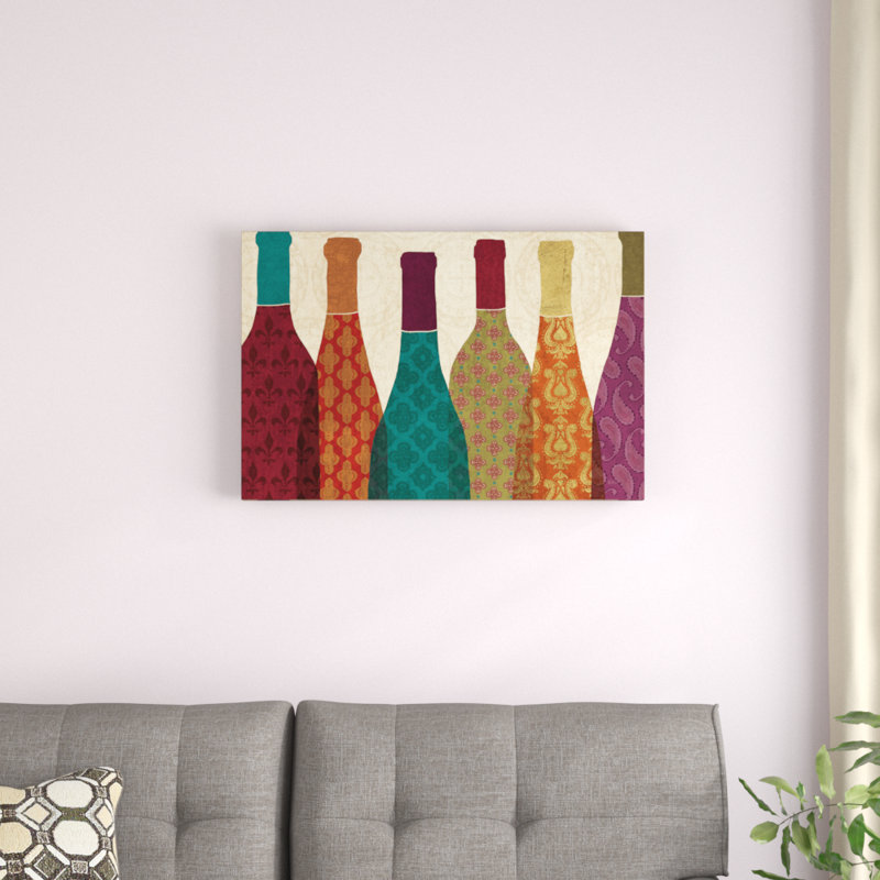 "Wine Collage I" par Véronique Charron, impression sur toile non encadrée, H 20 po x l 30 po