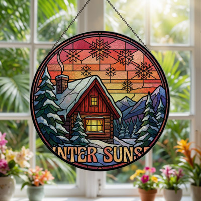 Panneau de vitrail 12 "H Winter Sunset