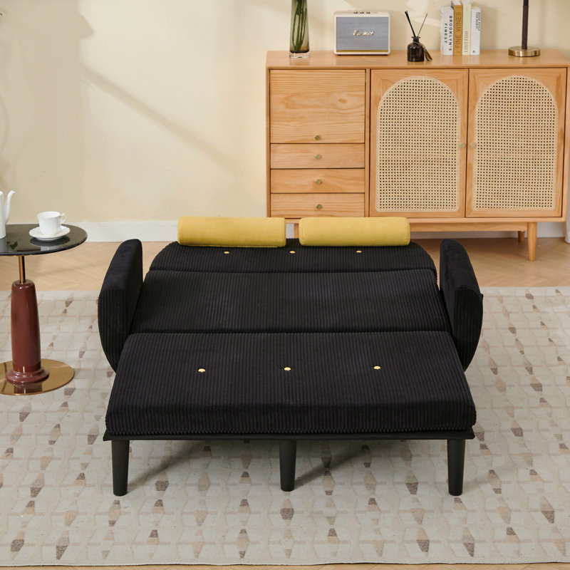 Fauteuil inclinable en velours noir avec causeuse, Noir