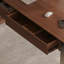 Bureau rectangulaire à 2 tiroirs brun noyer + kaki + argent manufacturé + acier inoxydable-356443469-356443468