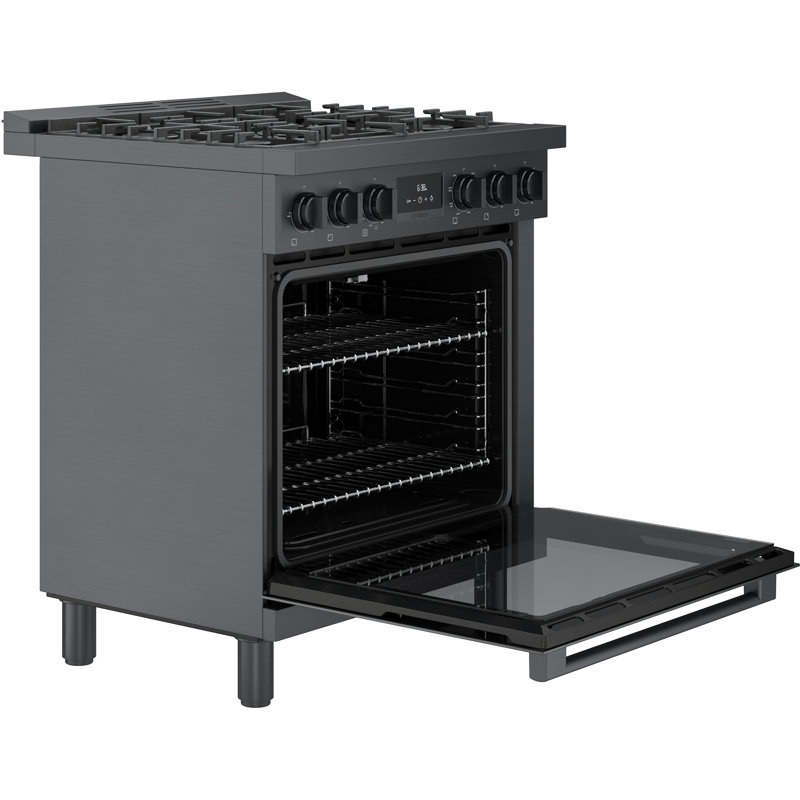 800 Series 30" 4 cu. ft. Freestanding Dual Fuel Range with True European Convection, Black