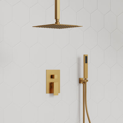 10" High-Pressure Ceiling-Mount Rainfall Shower System with Handheld Shower and Pressure-Balanced Valve