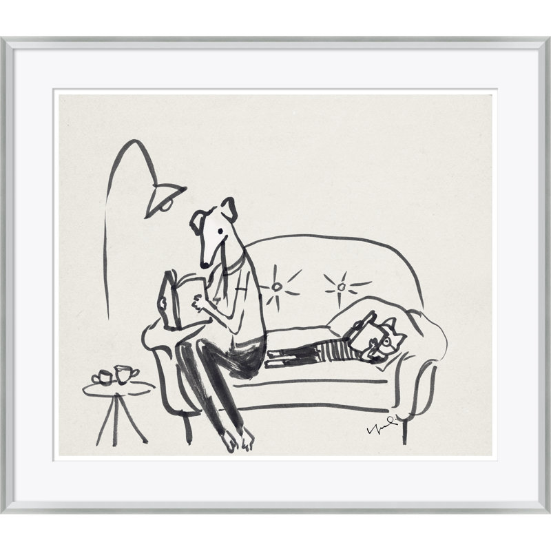 Bookworm animaux de compagnie - impression de dessin sur papier encadré, H 26,5 po x l 30,5 po x P 1,75 po