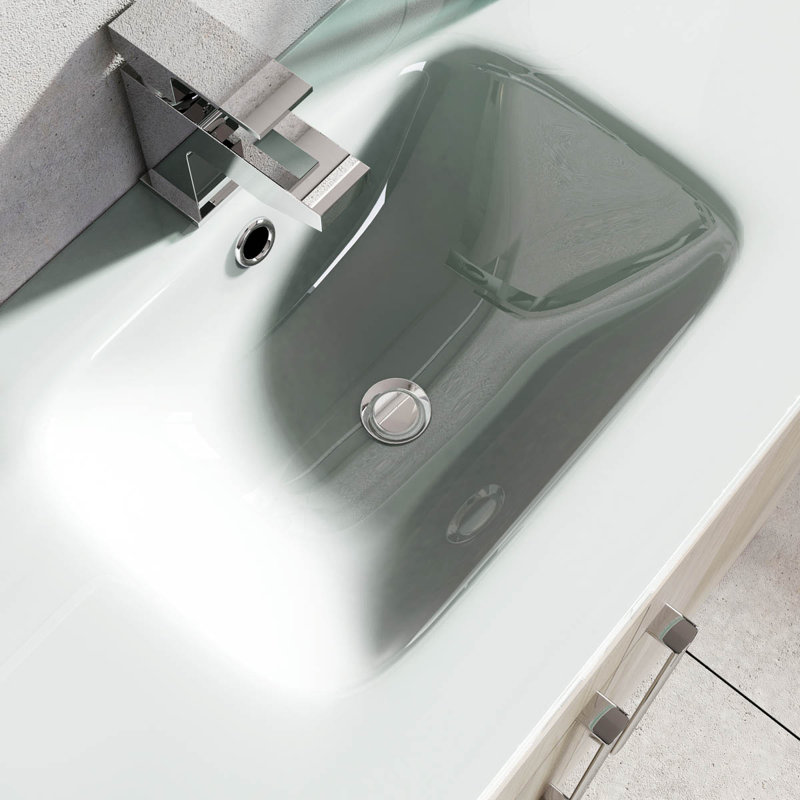 Whitfield 600mm Single Bathroom Vanity with Integrated Glass Basin, Beige