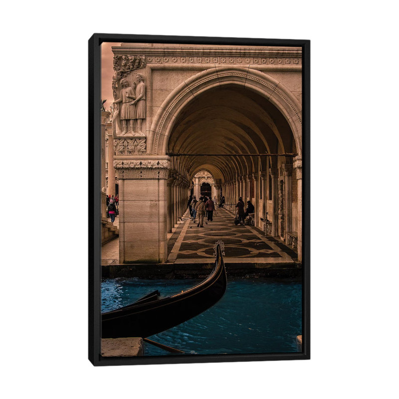 " Palazzo Ducale (Doge's Palace), Venezia " by Enzo Romano, 26" H x 18" W x 1.5" D, Black Framed Canvas, No Mat