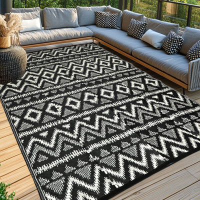 Tapis intérieur / extérieur noir / blanc Southwestern
