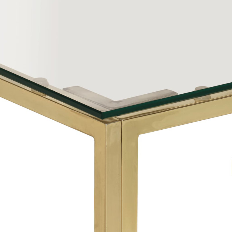 Mayssa Frame Coffee Table, Gold, Clear, 50cm H x 100cm W x 100cm L