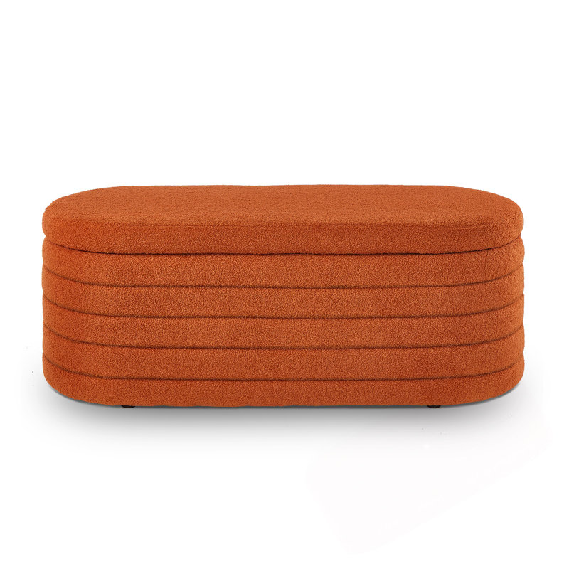 Oval Storage Ottoman Bench, Orange