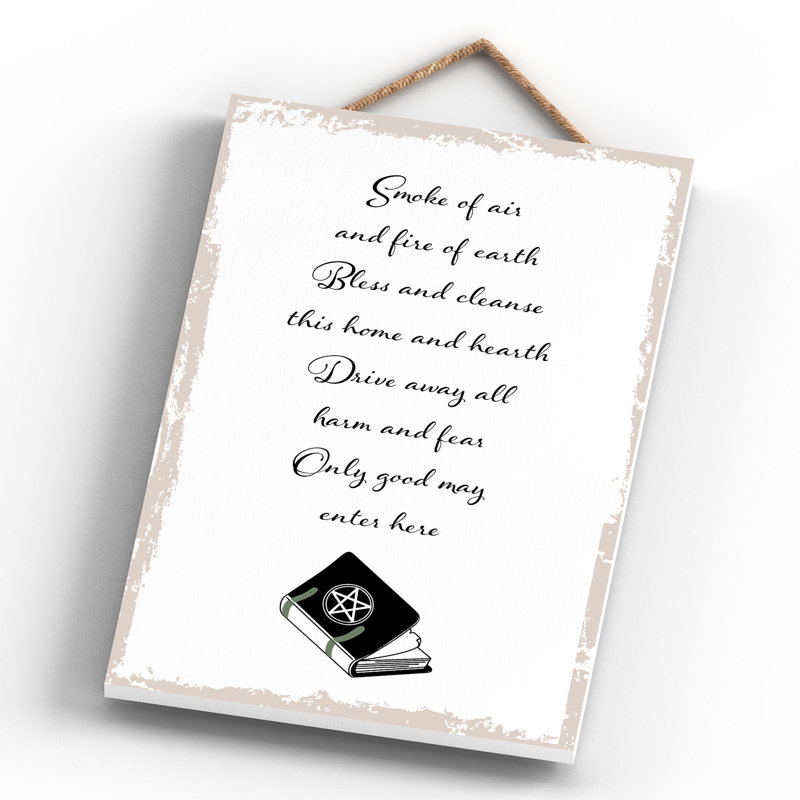 Witch Spell Wooden Plaque, White, 28.5cm H x 18.5cm W x 0.9cm D