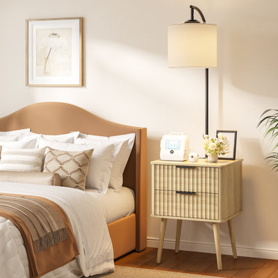 Nightstand With Fisherman's Lamp, Human Sensor Light And Charging Point