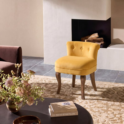 Jonna Tufted Vanity Chair with Solid Wood Legs