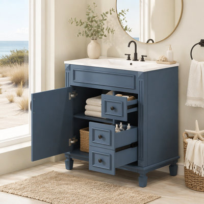 30" Bathroom Vanity With Ceramic Sink