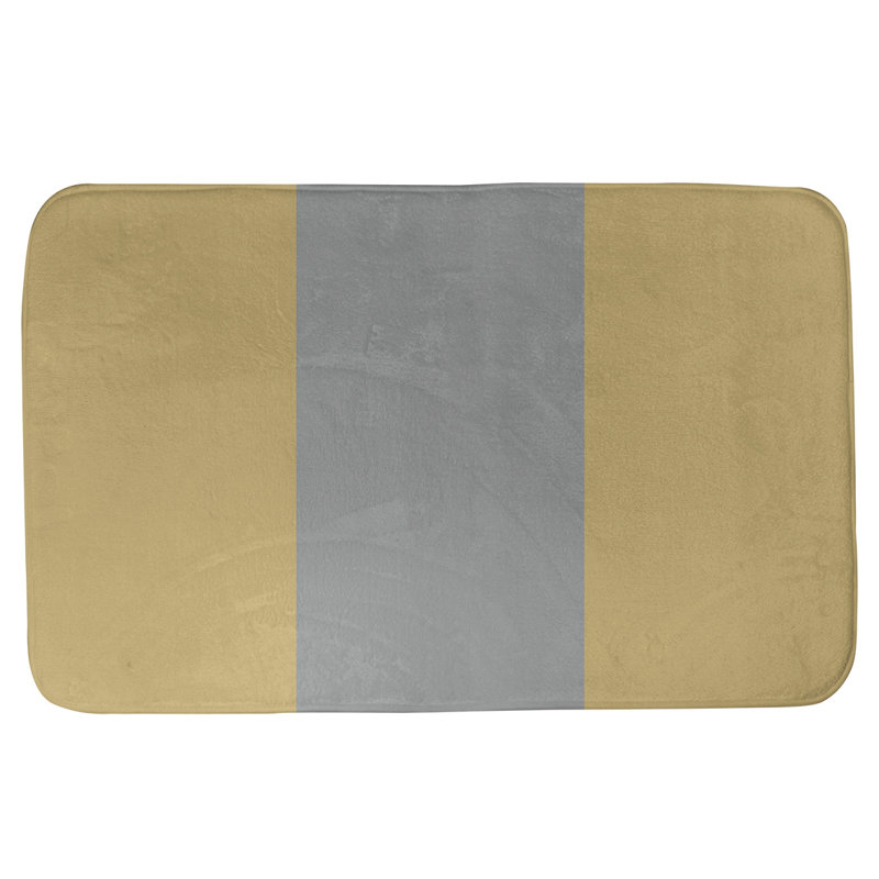 Memory Foam Non-Slip Bath Rug, 21" W x 34" L, Orange/Silver