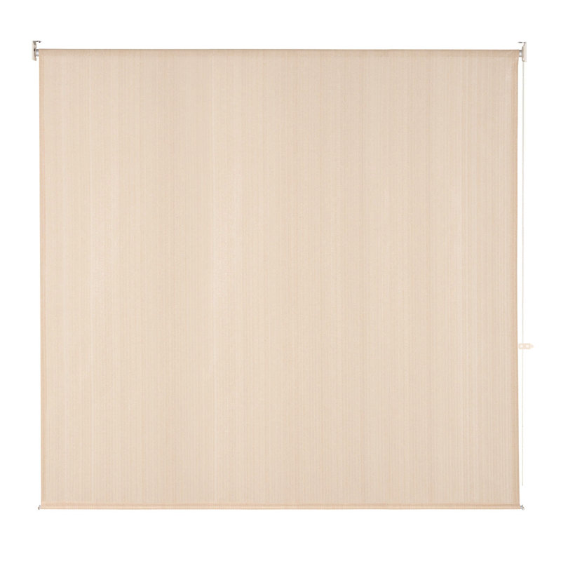 Store à enroulement semi-transparent d'extérieur avec store enroulable à cordon, Rectangle 96 po x 96 po, Blé