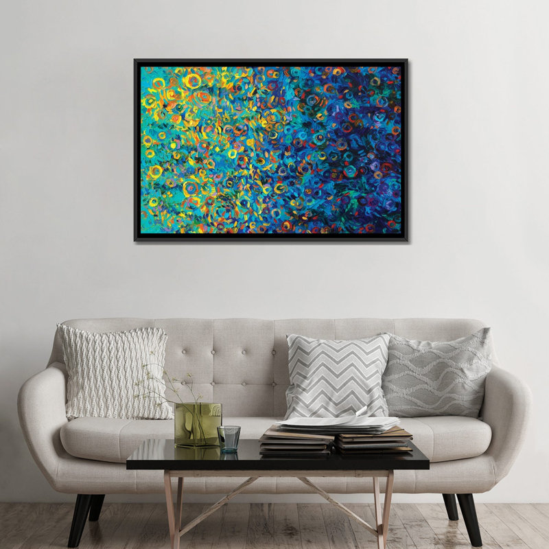 " Beach Glass " by Iris Scott, 18" H x 26" W x 1.5" D, Black Framed Canvas, No Mat