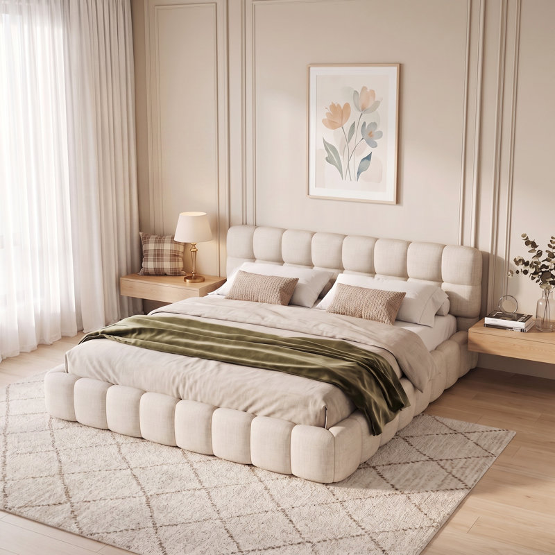 Bed, Double (4'6), Beige