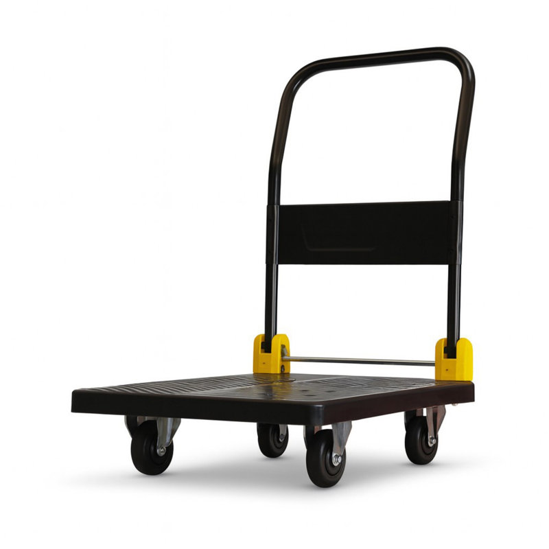 Camion plateforme pliable robuste, 34.3" H x 18.9" W x 28.4" D, Noir