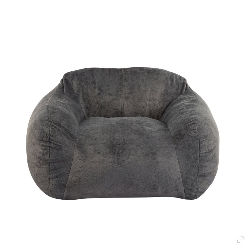 Fauteuil à billes d'intérieur, fausse fourrure grise