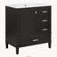 Meuble-lavabo noir de 76 cm (30 pouces) avec 1 porte et 3 tiroirs à fermeture amortie, structure en bois massif-656547903