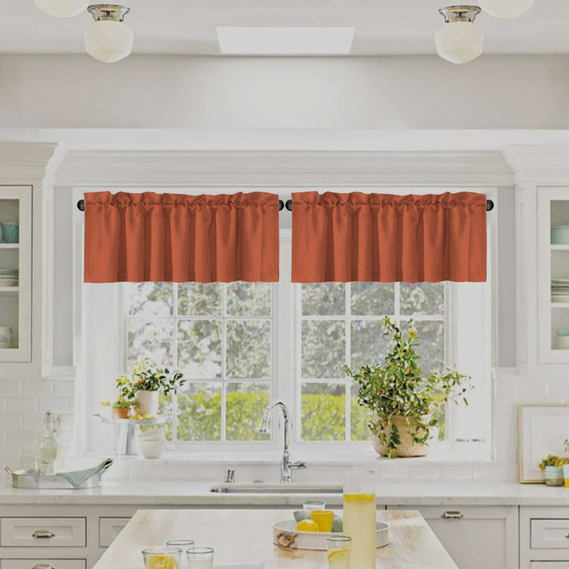 2 Panels Blackout Curtain Valances for Kitchen Windows/Bathroom/Living Room/Bedroom Privacy Decorative Rod Pocket Short Window Valance Curtains
