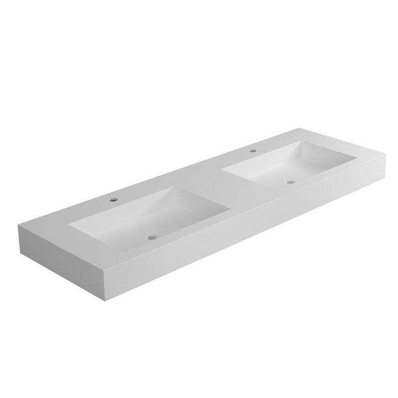 Solid Surface Stone Resin Bathroom Sink - Matte White, 59.66 In Depth, 19.26 Width, 4.21 Height Maximize Functionality, Seamless Design Elements, Comfortable Usage Vanity Long, Wide, 70.3 Lb