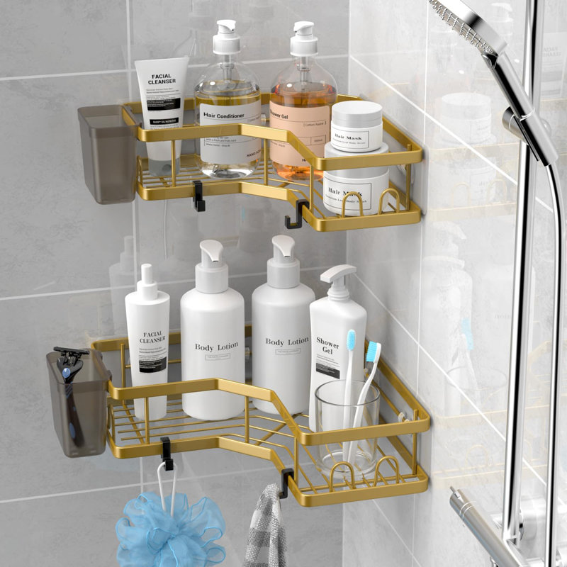 Ensemble de 2 paniers de douche en coin, Chrome