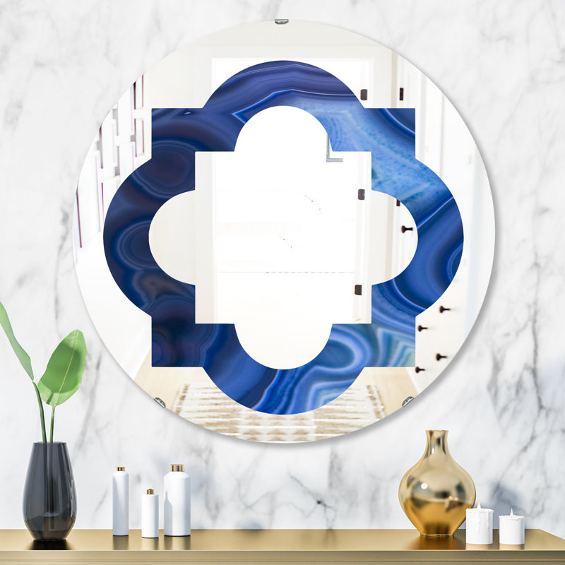 Eclectic Wall Mirror, 23.6" H x 23.6" W, Quatrefoil Crystals Agate